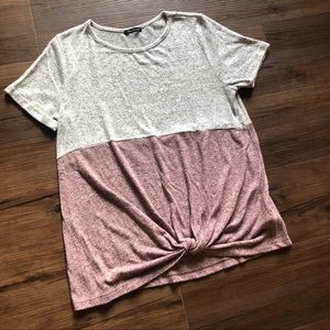 Pink Clover Two-Tone Knotted M Blouse - Stitch Fix